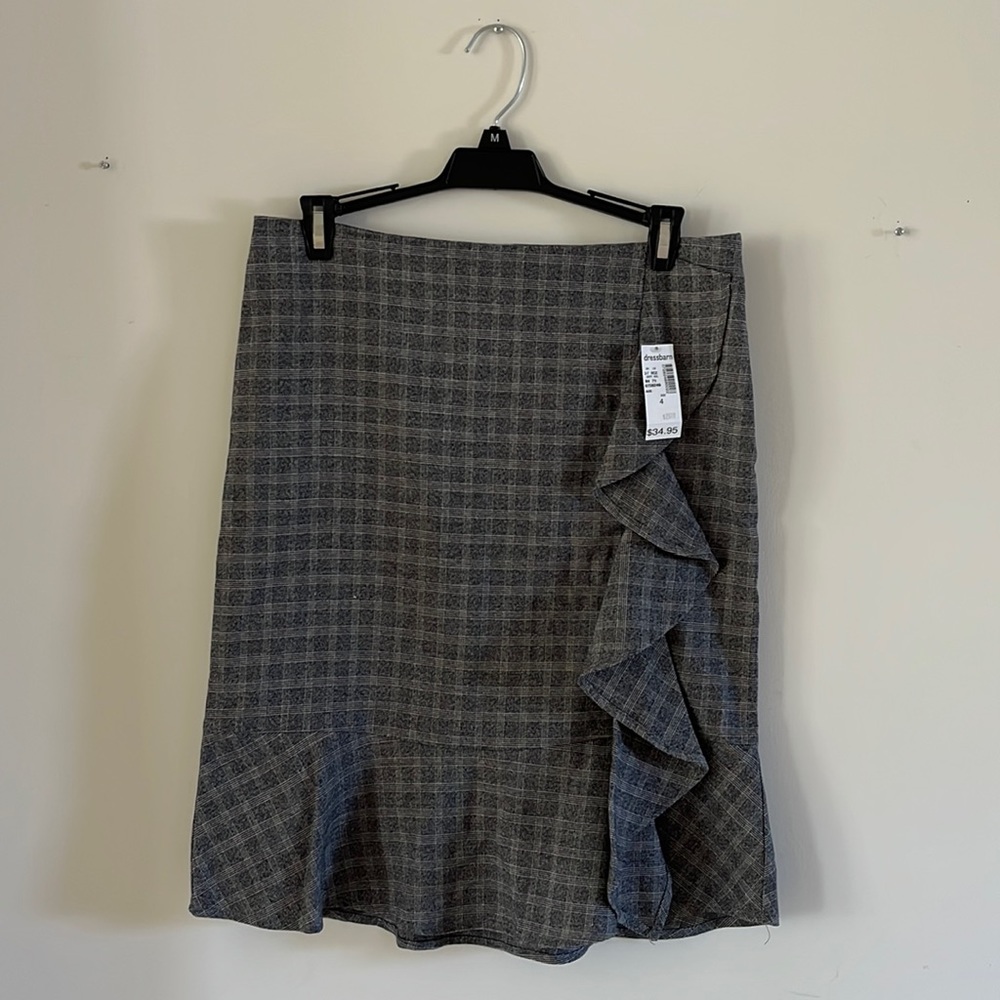 Professional ruffled grey Pencil Skirt